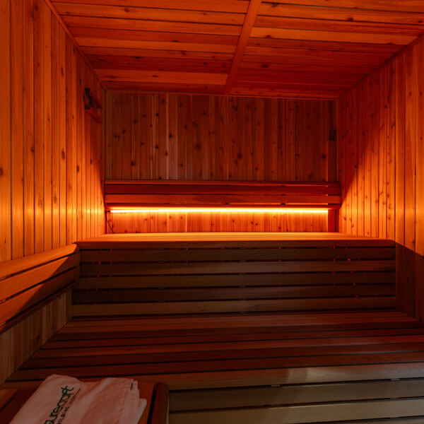 Lighting Option - Front view of lights inside of a sauna