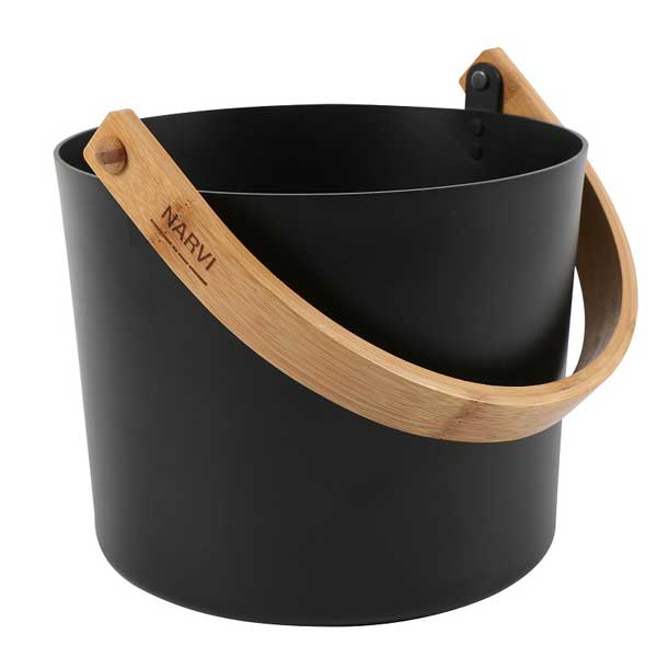 Narvi Black Sauna Bucket - Front view 