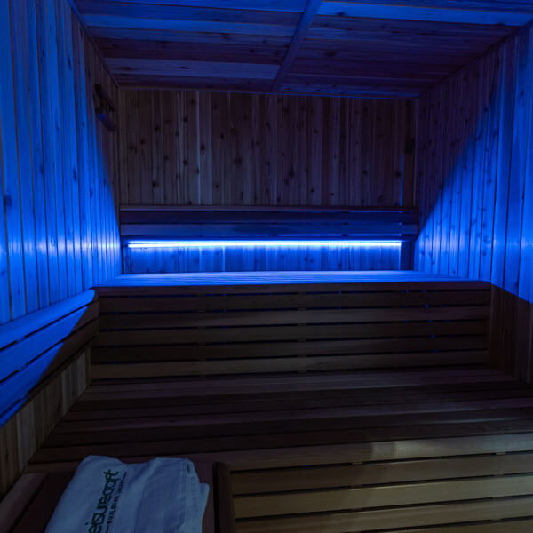 Lighting Option - Front view of lights inside of a sauna