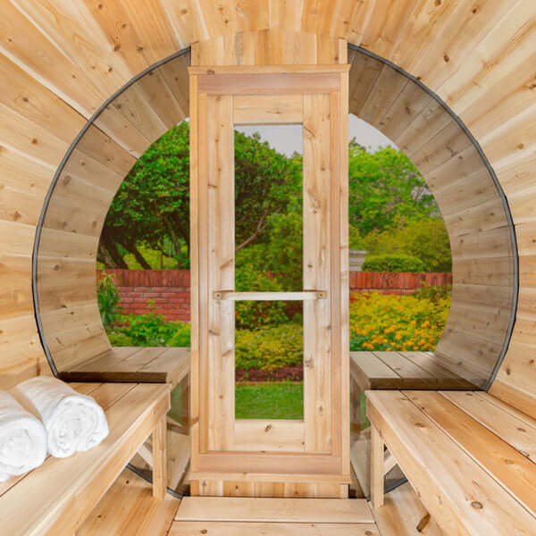 Serenity MP Barrel Wood Burning Sauna - Inside view