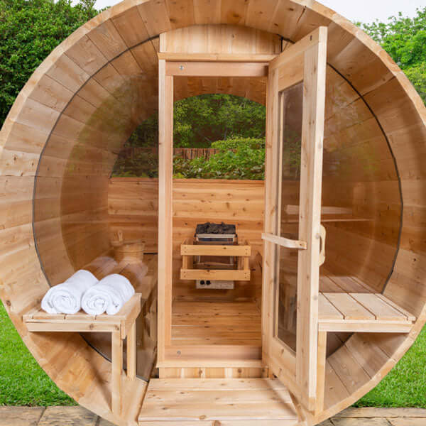 Serenity MP Barrel Wood Burning Sauna - Front view