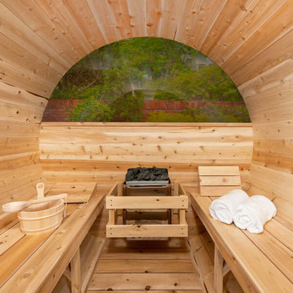 Serenity MP Barrel Wood Burning Sauna - Inside view