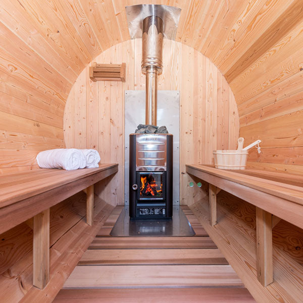 CT Harmony Barrel Wood Burning Sauna - Inside view 