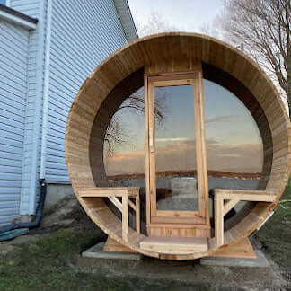 Tranquility MP Barrel Wood Burning Sauna - Front view