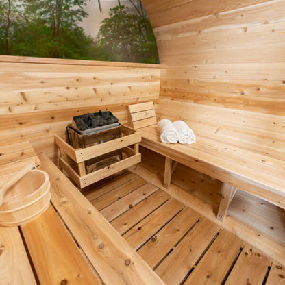 Tranquility MP Barrel Wood Burning Sauna - Inside View