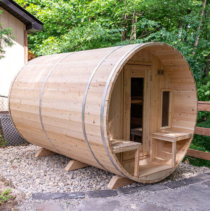 CT Tranquility Barrel Wood Burning Sauna - Side view 