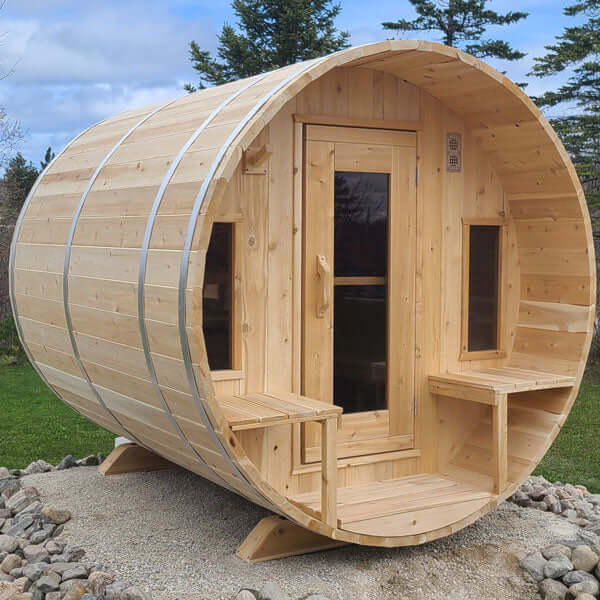 CT Tranquility Barrel Wood Burning Sauna - Front view 