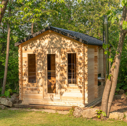 CT Georgian Cabin Wood Burning Sauna with Changeroom - Front view 