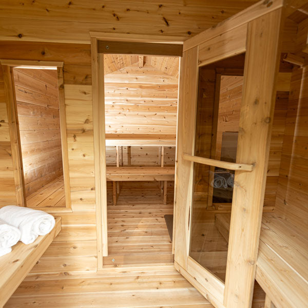 CT Georgian Cabin Wood Burning Sauna with Changeroom - Inside view 