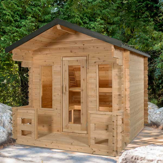 CT Georgian Cabin Wood Burning Sauna with Porch