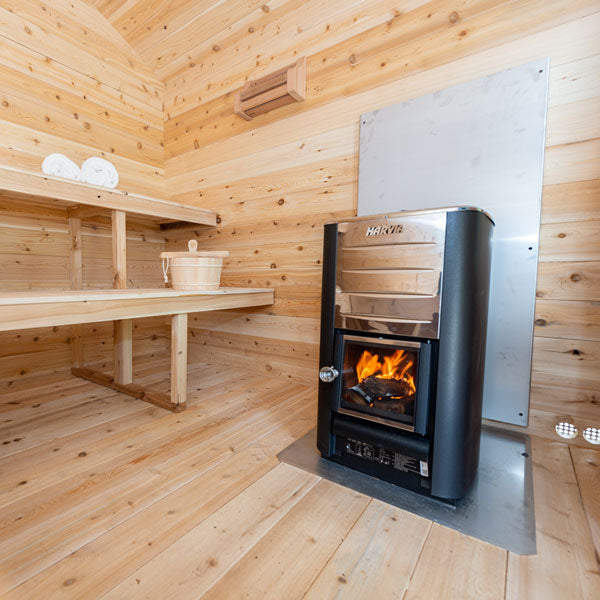 CT Georgian Cabin Wood Burning Sauna - Inside view 